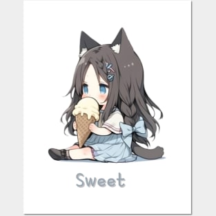 Chibi eat ice cream Posters and Art